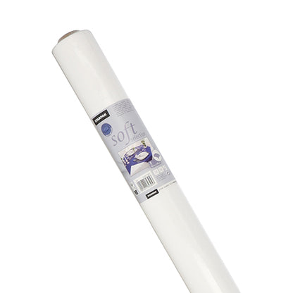 Auf weißem Untergrund ist eine diagonal platzierte Rolle Starpak Tischdecke, stoffähnlich, Vlies „Soft Selection“ abgebildet, mit einem Etikett mit Produktdetails, dem Markennamen Starpak und der Abbildung eines gemachten Bettes.