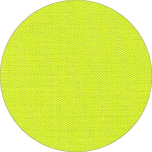 Un primo piano della tovaglia Starpak, simile al tessuto, Vlies "soft selection plus" mostra un motivo circolare in tessuto strutturato giallo-verde brillante con un motivo tessuto dettagliato.