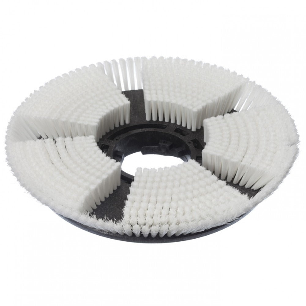 Spazzola a secco Diversey, Ø 43 cm, per TASKI ergodisc 165: Spazzola rotonda in plastica nera con setole bianche disposte radialmente e apertura centrale. Ideale per la pulizia dei tappeti. La confezione contiene 1 pezzo.