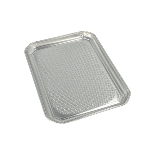 Le Starpak 5 piatti da portata, alluminio rettangolare 35 cm x 26 cm, sono vassoi rettangolari in alluminio con bordo leggermente rialzato e fondo strutturato, ideali per la gastronomia, igienicamente confezionati in pellicola termoretraibile.