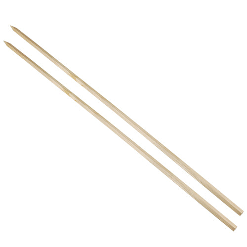 Due lunghe PAPSTAR spiedini "pure" (80 cm, ideali per Steckerlfisch, 20 pezzi) della PAPSTAR GmbH sono posizionati diagonalmente su sfondo bianco.