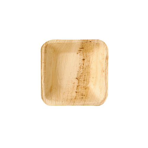 Eine runde Palmblatt-Schale aus der Pure-Serie der PAPSTAR GmbH, von oben betrachtet. Die umweltfreundliche Einwegschale ist Teil eines 25er-Packs und ideal für nachhaltige Veranstaltungen. Sie steht auf einem schlichten weißen Hintergrund.