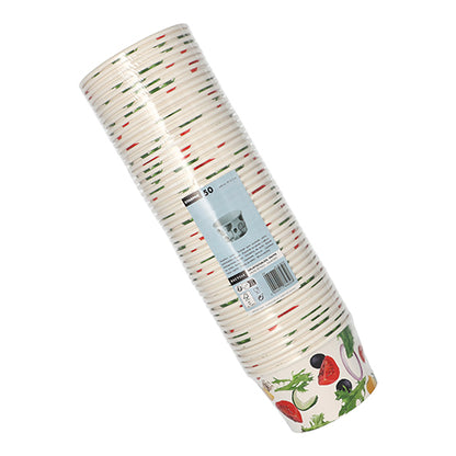 Starpak 50 ciotole per insalata in cartone "To Go", 600 ml, Ø12,5 cm, H7,5 cm con design di verdure in confezione trasparente – ideale da portare via.