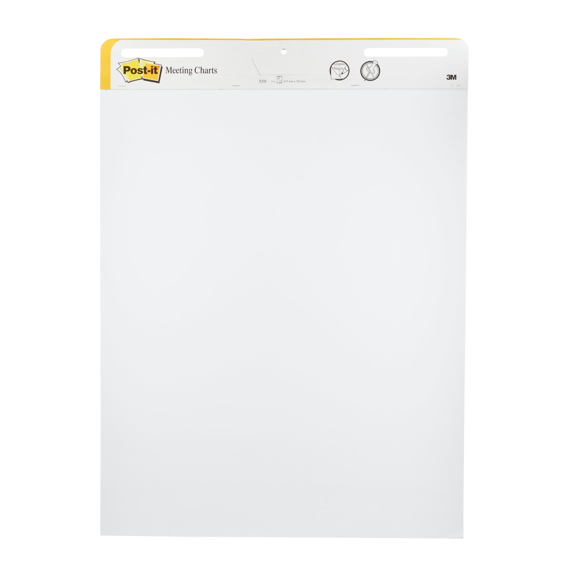 Das Post-it® Super Sticky Meeting Chart 559 von 3M Deutschland GmbH ist ein weißes, selbstklebendes Flipchart zur Wandmontage (63,5x76,2cm, 30 Blatt/Block, 2 Blöcke/Packung), ideal für Meetings oder Präsentationen. PEFC-zertifiziert.