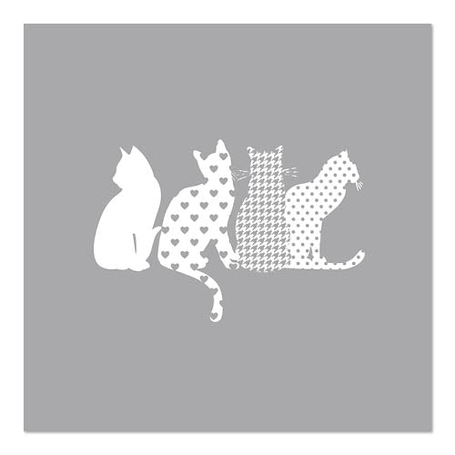 Quattro silhouette di gatti bianchi con motivi diversi adornano questi PAPSTAR GmbH 20 tovaglioli, 33x33 cm, 3-strati, 1/4 piegato design set 5.