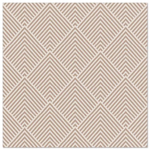 Un tappeto quadrato con un motivo geometrico a rombi ripetuto in beige e crema, ispirato all'aspetto strutturato dei PAPSTAR 50 tovaglioli "ROYAL Collection" 1/4 piegato 40 x 40 cm marrone di PAPSTAR GmbH.
