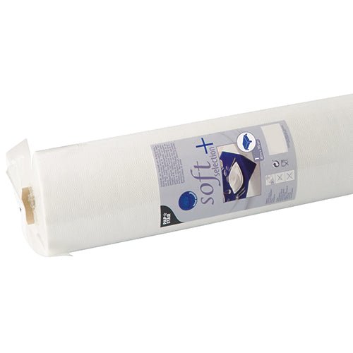 La tovaglia Starpak, simile al tessuto, Vlies "soft selection plus" è un rotolo di tovaglia bianca in plastica trasparente con informazioni sul prodotto e immagine del foglio sulla confezione, che unisce durabilità e tatto simile al tessuto per tavoli eleganti.