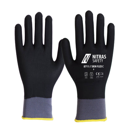 NITRAS SKIN FLEX 3D, guanti da montaggio, grigio/nero