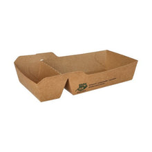 Le PAPSTAR 80 vaschette per patatine fritte (cartone "pure" 2 sezioni, marrone) della PAPSTAR GmbH sono vaschette rettangolari marroni con divisorio, lati inclinati, bordo rialzato e avviso ecologico laterale "100% Fair" in materiale riciclato.