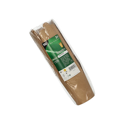 Una confezione con 25 scatole per snack (rettangolari, cartone) in carta marrone della PAPSTAR GmbH, ecologica e riciclabile - ideale per feste e perfetta in combinazione con i bicchieri di carta PAPSTAR abbinati.