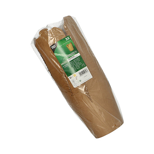 25 scatole per snack della PAPSTAR GmbH, rettangolari e marroni in cartone, in un set ecologico - confezionate in pellicola trasparente con etichetta verde-bianca. Perfette per snack da asporto.