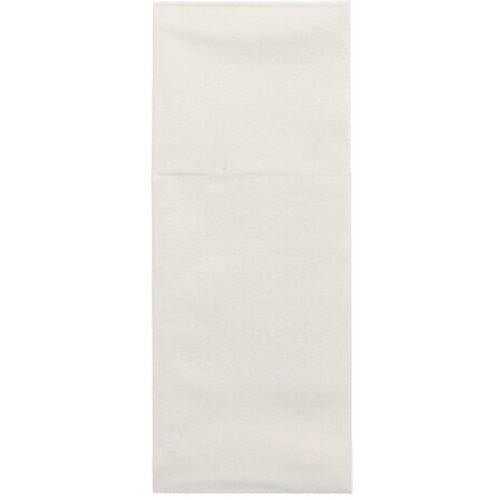 Una tasca per posate Starpak 100 Airlaid (40x48 cm, con piega per posate) viene presentata non piegata su uno sfondo bianco e mostra una linea di piega - ideale per decorazioni da tavola o come elegante tasca per posate.