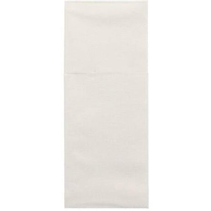 Una tasca per posate Starpak 100 Airlaid (40x48 cm, con piega per posate) viene presentata non piegata su uno sfondo bianco e mostra una linea di piega - ideale per decorazioni da tavola o come elegante tasca per posate.