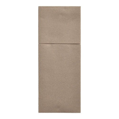 Le tasche per posate Starpak 100, Airlaid 40 x 48 cm con piega per posate, sono tovaglioli rettangolari marroni piegati longitudinalmente - ideali per decorazioni da tavola o come tasche per posate stilose.