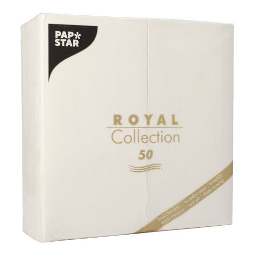 La ROYAL Collection della PAPSTAR GmbH comprende 50 tovaglioli di carta bianchi (40x40 cm, 1/8-piega), che con il loro design semplice ed elegante sono ideali per una tavola apparecchiata con stile.