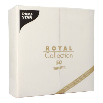 La ROYAL Collection della PAPSTAR GmbH comprende 50 tovaglioli di carta bianchi (40x40 cm, 1/8-piega), che con il loro design semplice ed elegante sono ideali per una tavola apparecchiata con stile.