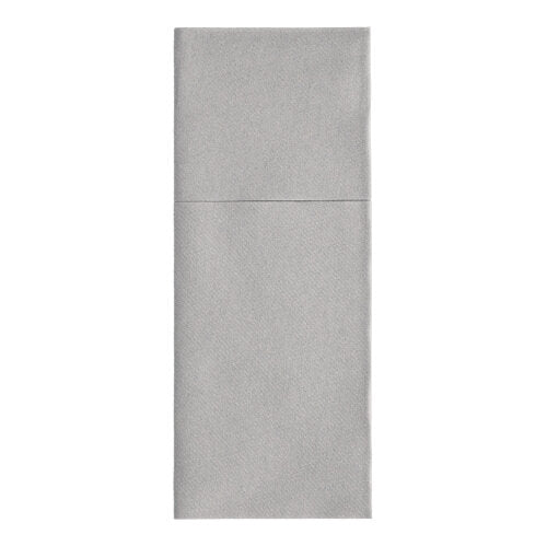 Il tovagliolo Starpak 100 per tasche per posate in materiale Airlaid liscio e semplice (40 x 48 cm) è pulito e piegato in lunghezza e presenta una piega verticale per le posate. Si presenta in un semplice grigio chiaro.
