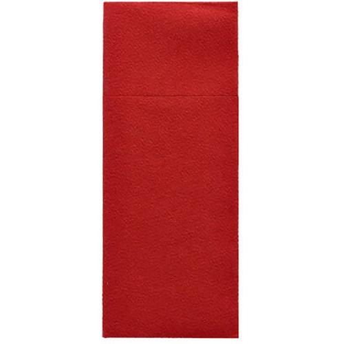 Le bustine per posate Starpak 100 sono tovaglioli di carta Airlaid rossi e strutturati (40 x 33 cm) con piega orizzontale, perfetti per bustine per posate nei ristoranti.
