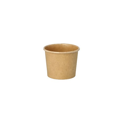Un PAPSTAR bicchiere da porzione in cartone marrone riciclabile di PAPSTAR GmbH è centrato su sfondo bianco. Il design ecologico è semplice e liscio, senza marchi o decorazioni.
