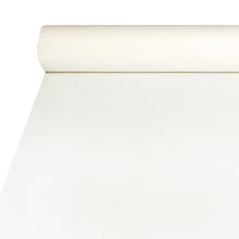 La tovaglia Starpak in Airlaid (20m x 1,2m) in bianco offre un aspetto simile al tessuto, è durevole e facile da pulire; L'inizio del rotolo si trova al bordo superiore dell'immagine.