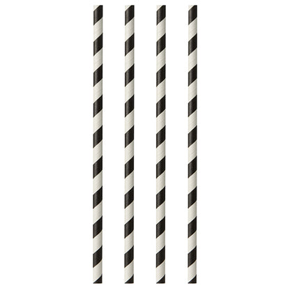 Quattro PAPSTAR 100 cannucce, carta Ø 6 mm di PAPSTAR GmbH sono disposte verticalmente in fila su uno sfondo bianco semplice.