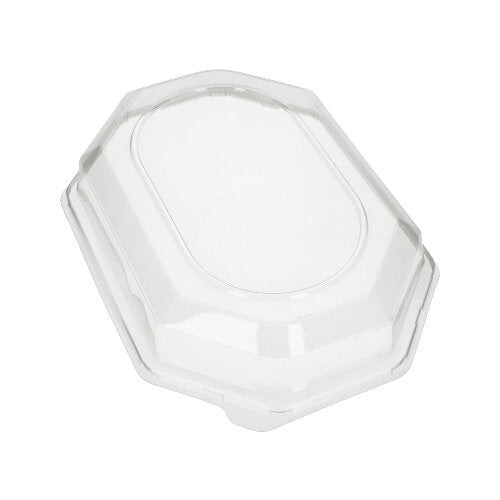 Il coperchio Starpak 10 per piatti da portata, un coperchio per contenitori alimentari ottagonale trasparente in PET di Starpak, è raffigurato su sfondo bianco.