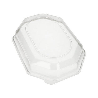 Il coperchio Starpak 10 per piatti da portata, un coperchio per contenitori alimentari ottagonale trasparente in PET di Starpak, è raffigurato su sfondo bianco.