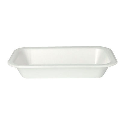 Le ciotole sigillanti Starpak 100 sono semplici ciotole rettangolari per alimenti laminate in XPS bianco con bordi leggermente rialzati di Starpak - ideali per l'uso nella gastronomia e raffigurate nella foto su sfondo bianco.