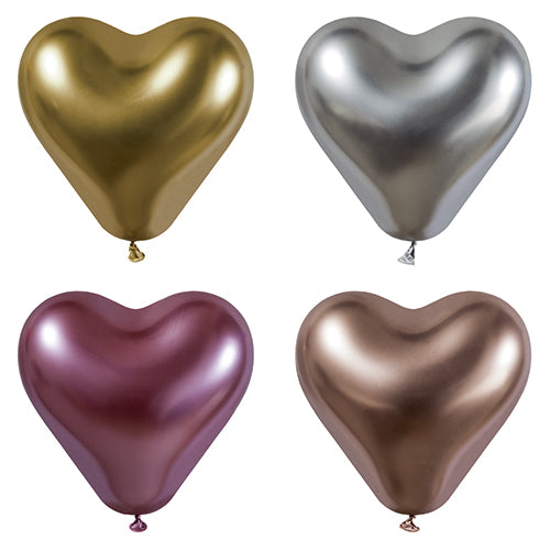 I PAPSTAR 4 palloncini grandi di PAPSTAR GmbH sono disposti in un reticolo lucido e metallico in oro, argento, viola e oro rosa - ideali per decorazioni festive in ogni occasione.