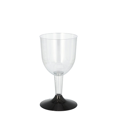 I bicchieri a stelo Starpak 20 per vino bianco, in polistirolo trasparente con stelo e base nera, sono perfetti per servire vino bianco o altri bicchieri a stelo in ogni occasione.