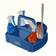 Il DR.SCHNELL iTray cestello di pulizia e trasporto per 4 dispositivi spray di DR.SCHNELL GmbH & Co. KGaA offre spazio per diverse bottiglie spray, detergenti e accessori - perfettamente organizzato per usi professionali.