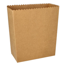 Die PAPSTAR Popcorn-Boxen eckig, braun (19,2x15,8x8 cm, groß) von PAPSTAR GmbH-Folie (50 Stück)-ist ein rechteckiger brauner Behälter mit Wellenrand, ideal für umweltfreundliche Veranstaltungen.