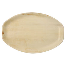 Il set PAPSTAR 6 compresse, foglia di palma "puro" ovale naturale di PAPSTAR GmbH colpisce per la superficie liscia e la texture discreta – biodegradabile, ecologico e ideale per servire con stile su sfondo bianco.