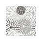 PAPSTAR 20 Servietten (25 x 25 cm, 3-lagig, 1/4-Falz) von der PAPSTAR GmbH zeigen ein quadratisches Blumenmuster mit spitzen Blütenblättern in Schwarz, Grau und Weiß auf weißem Hintergrund – perfekte Tischdekoration mit gleichmäßig verteilten Blumen unterschiedlicher Größe.