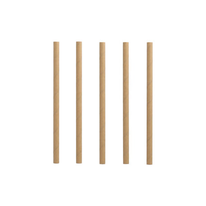 Cinque cannucce da cocktail marroni PAPSTAR 500 (carta, Ø 7 mm, 15 cm) della PAPSTAR GmbH sono disposte verticalmente in fila su uno sfondo bianco semplice.