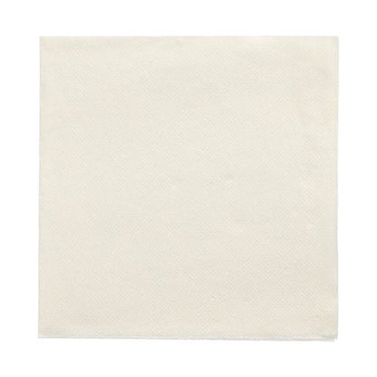 Un tovagliolo quadrato bianco PAPSTAR della collezione di 50 tovaglioli "DAILY Collection" 1/4 piega (32x32 cm) della PAPSTAR GmbH è disteso su uno sfondo bianco.