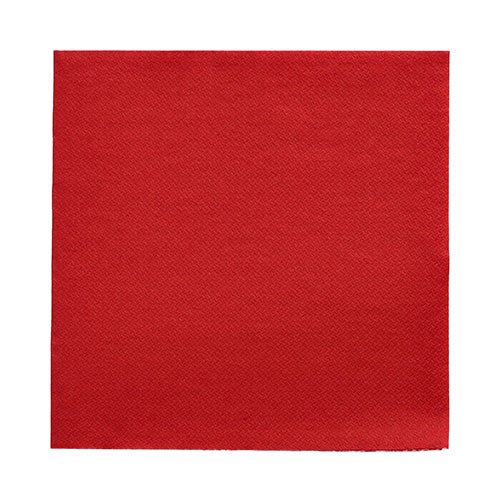 Un tovagliolo quadrato rosso della PAPSTAR collezione di 50 tovaglioli "DAILY Collection" 1/4 piega (32x32 cm) della PAPSTAR GmbH è disteso su uno sfondo bianco.