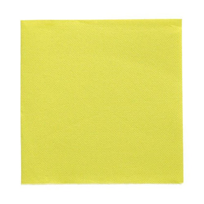 È raffigurato un tovagliolo "DAILY Collection" 1/4 piega (32x32 cm, giallo, quadrato) della PAPSTAR GmbH su sfondo bianco.
