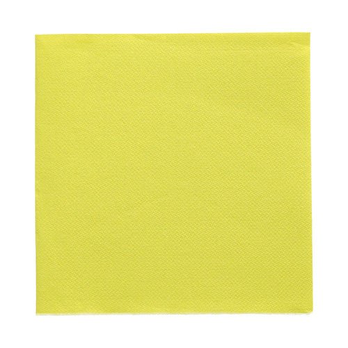 Su sfondo bianco è raffigurato un singolo tovagliolo di carta giallo della "DAILY Collection" 50 tovaglioli (1/4 piega, 32 x 32 cm) della PAPSTAR GmbH.