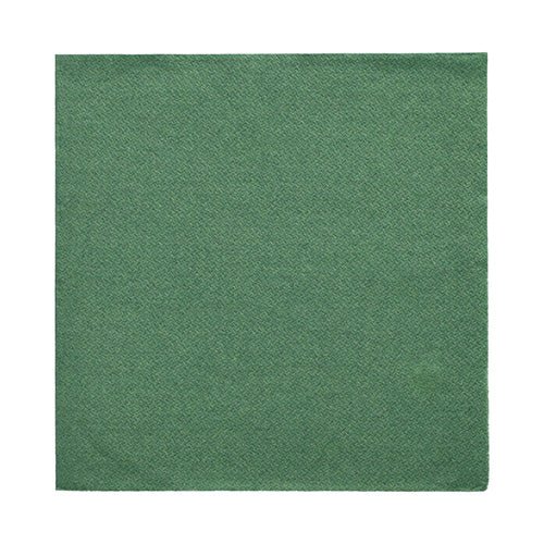 Un tovagliolo quadrato verde della PAPSTAR collezione di 50 tovaglioli „DAILY Collection“ (32 x 32 cm, 1/4 piega) della PAPSTAR GmbH si presenta su uno sfondo bianco, sottolineando così la sua semplice eleganza.