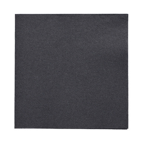 Un tovagliolo nero e quadrato PAPSTAR 50 tovaglioli "DAILY Collection" (32x32 cm, 1/4 piega) di carta della PAPSTAR GmbH è mostrato non utilizzato su sfondo bianco. La sua superficie liscia è perfetta per una decorazione da tavola elegante.