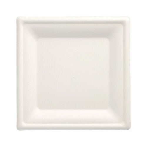 Il PAPSTAR piatto quadrato di zucchero di canna "pure" bianco della PAPSTAR GmbH è un semplice piatto quadrato bianco con bordo leggermente rialzato e superficie liscia – un'opzione ecologica per una presentazione elegante dei cibi.