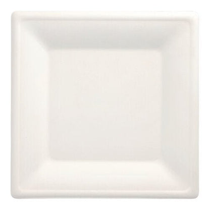Il PAPSTAR piatto quadrato di zucchero di canna "pure" bianco della PAPSTAR GmbH è un piatto bianco, quadrato con bordo leggermente rialzato. Realizzato in zucchero di canna, il suo design ecologico è ideale per le case moderne e rispettose dell'ambiente.