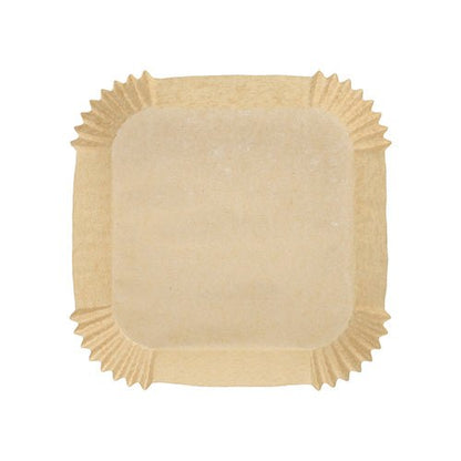 Il PAPSTAR 100 fogli di carta da forno per friggitrice ad aria quadrati della PAPSTAR GmbH è composto da stampi quadrati beige ondulati in carta antiaderente - ideale per l'uso nelle friggitrici ad aria.