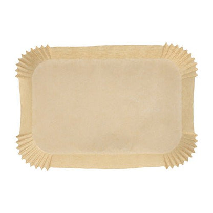 I 100 fogli di carta da forno per friggitrice ad aria quadrati della PAPSTAR GmbH sono fogli di carta da forno rettangolari non sbiancati, antiaderenti con bordi ondulati - ideali per le friggitrici ad aria.