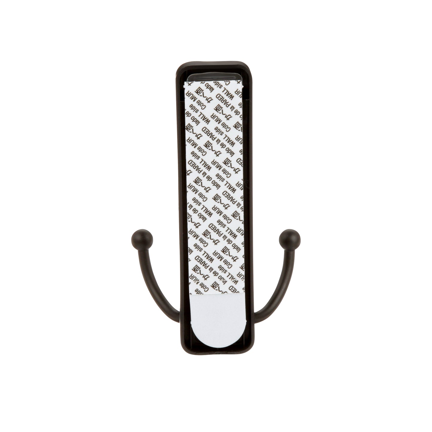 Der Großer Command™ Doppelhaken in gebürstetem Nickel (17036) von 3M Deutschland GmbH mit zwei gebogenen Haken und Klebestreifen ist vor weißem Hintergrund zu sehen, inklusive sichtbarem Aufdruck.