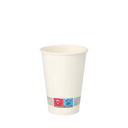 Il bicchiere automatico Starpak 80 è un semplice bicchiere To Go bianco da 0,18 l (7 cm Ø, 9,2 cm di altezza) in carta con il simbolo rosso "No Fire" e il simbolo blu di riciclaggio stampati nella parte inferiore - ideale per distributori automatici o bevande da asporto. Confezione da 80 pezzi.