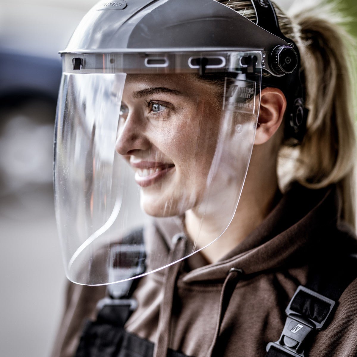 Visiera NITRAS PROTECT, trasparente / nera, plastica EN 166 | Confezione (1 pezzo)