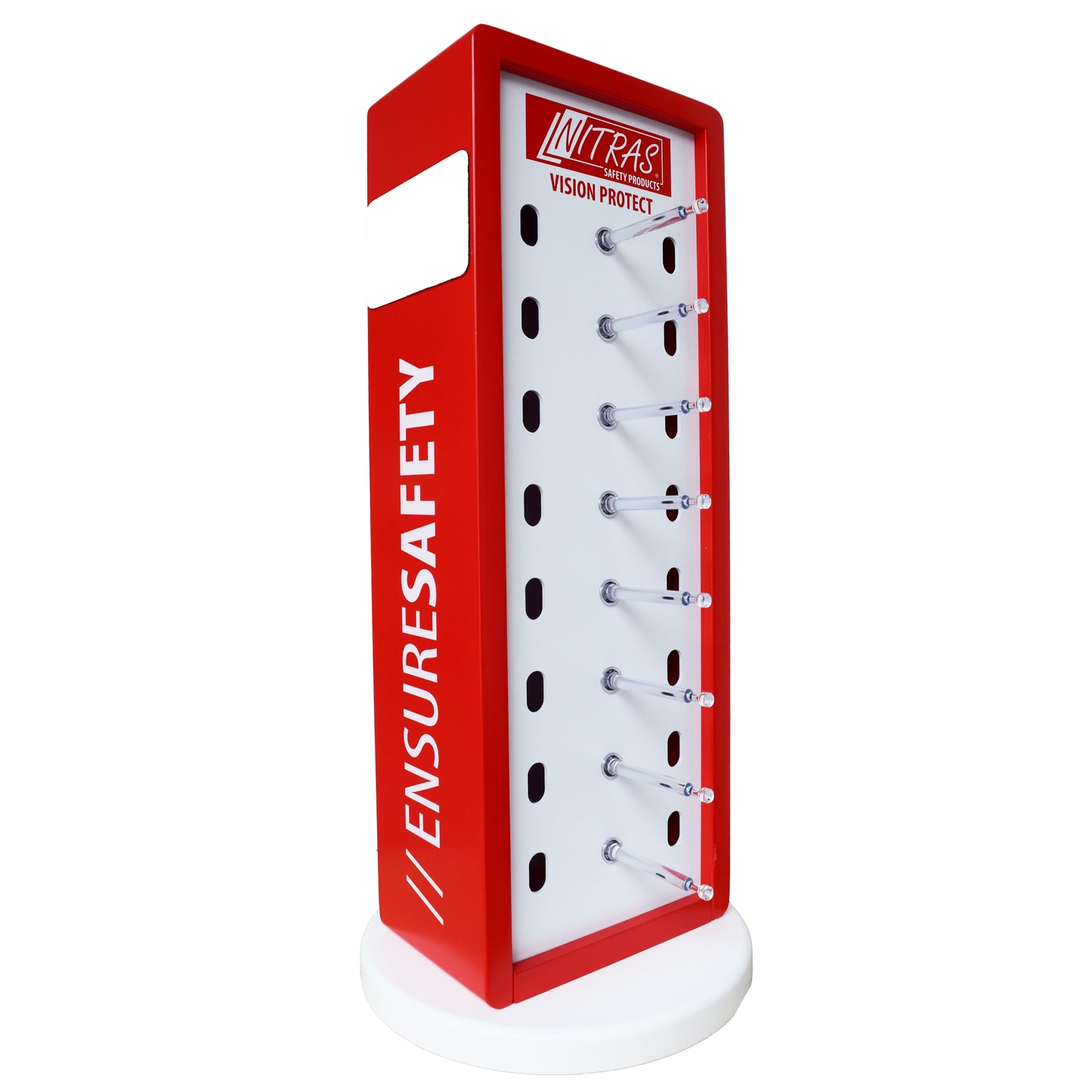 Espositore da banco NITRAS per occhiali di sicurezza, rosso/bianco/trasparente | Cartone (1 confezione)