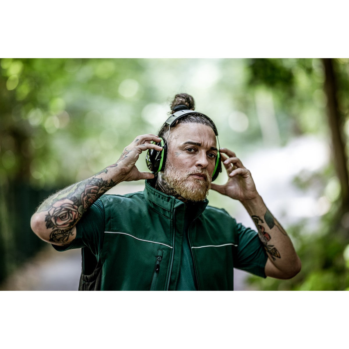 NITRAS MUTE DEFENDER PRO, cuffie antirumore, nero / verde, plastica EN 352-1 | Confezione (1 pezzo)